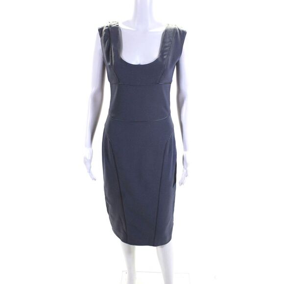 Narciso Rodriguez Dresses & Skirts - Narciso Rodriguez Womens Scoop Neck Sleeveless Woven Sheath Dress Gray Size IT40